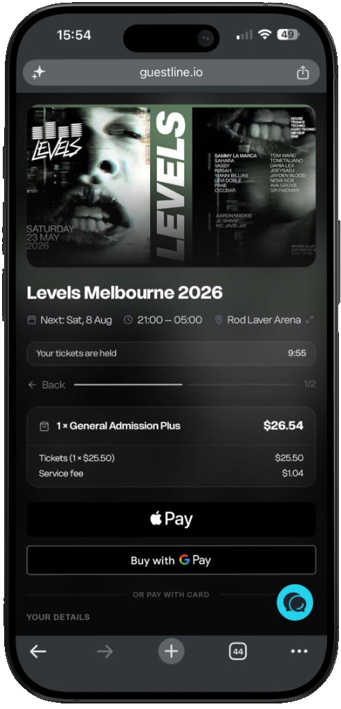 Guest Line checkout with Apple Pay and Google Pay